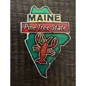 Vintage Maine "Pine Tree State " Hat‎ Lapel Vest Souvenir Pin (PL0202)